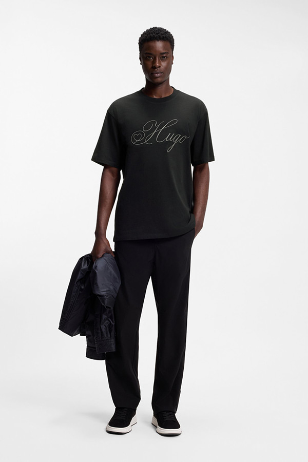 ΜΠΛΟΥΖΑ T-SHIRT HUGO - 001 ΜΑΥΡΟ